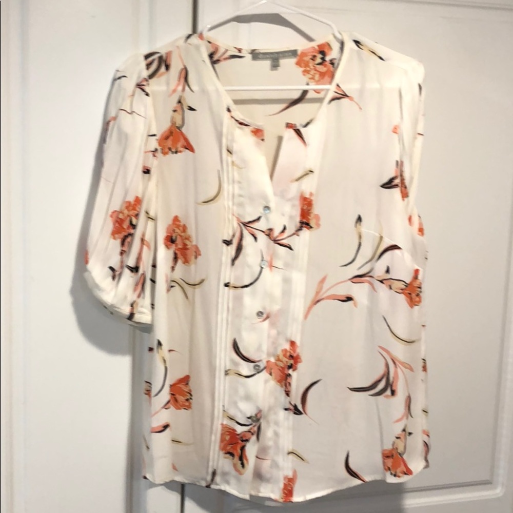 White and Pink pattered Daniel Rainn blouse